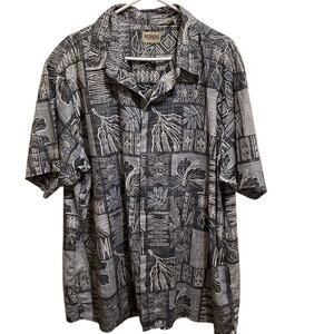 REDHEAD Men's 2XL Black Graphic Print Short Sleeve Button-Up Shirt